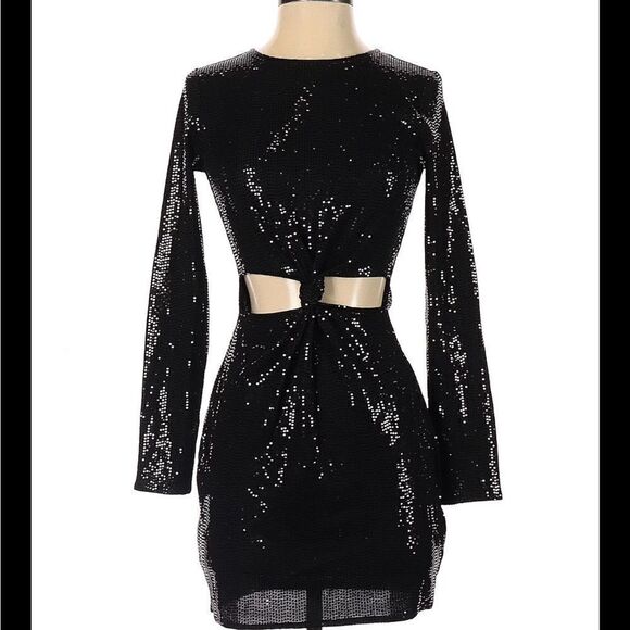 Divided by H&M Divided Black Sequin Cutout Dress - New with Tags, Size L - Picture 1 of 6